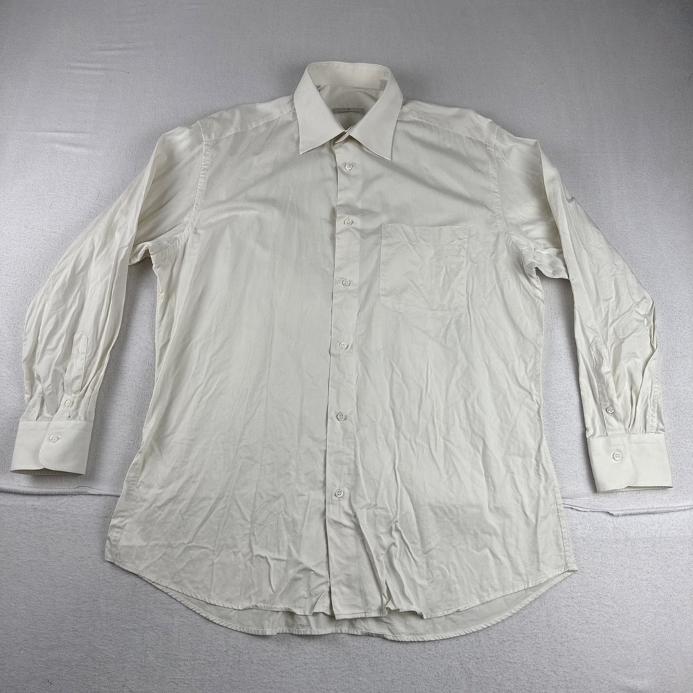 Ermenegildo Zegna Mens Off-White Dress Shirt Sz 16 L *READ* Office Made in Italy